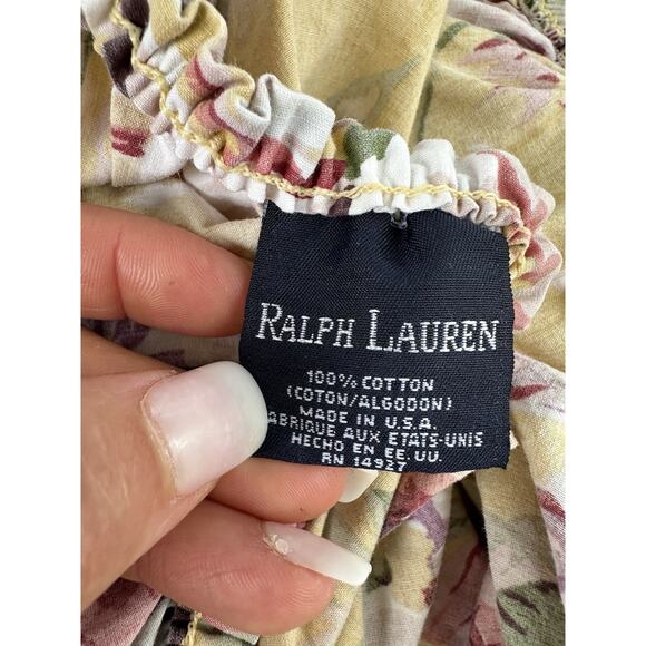 Vintage Ralph Lauren TWIN FITTED Sheet Sophie Brooke Yellow HUGE Garden Floral - Picture 4 of 6